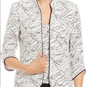 Alex Evening Plus Size Mandarin Collar 3/4 Sleeve Slimming Jacket Set